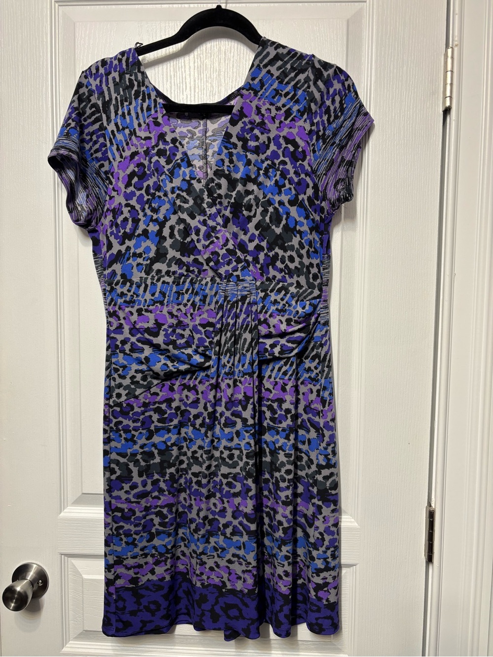 Tiana B. Purple, Blue & Black Animal Print Knit Dress